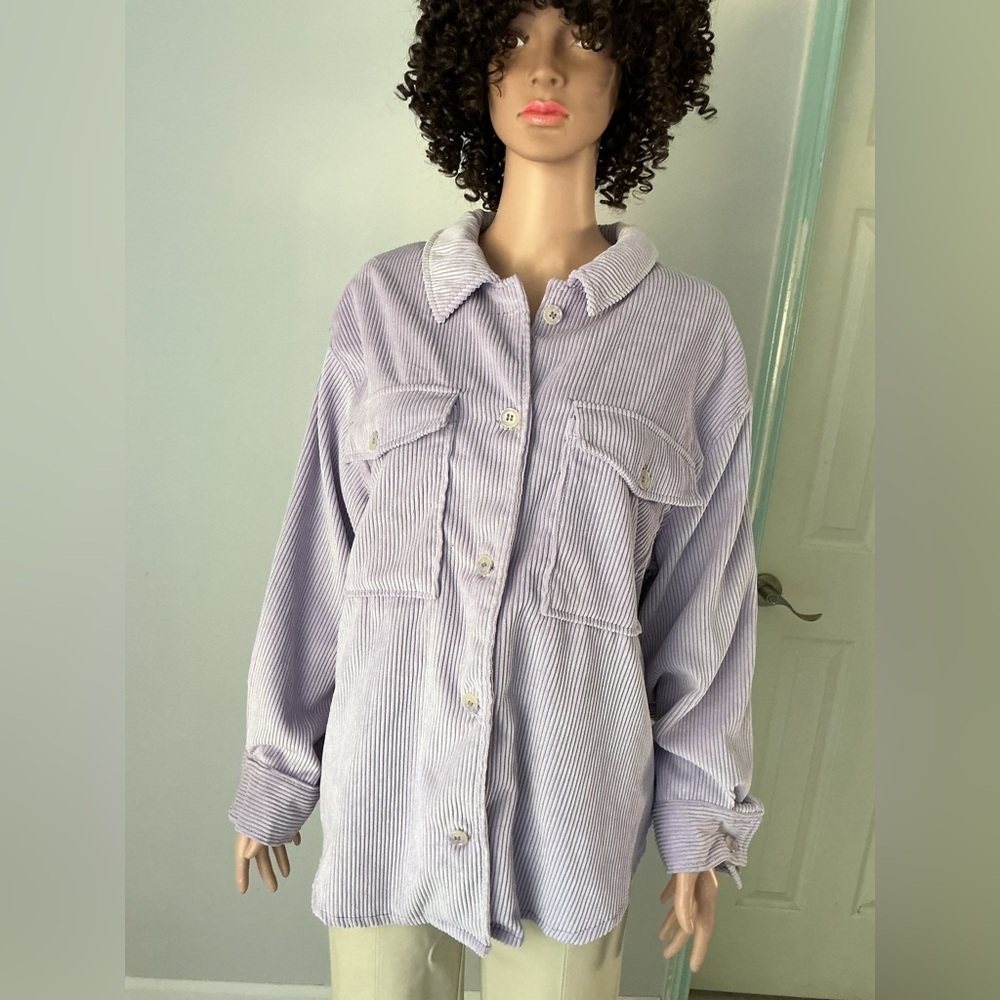 Ashley By 26 International Lavender Striped Utility Jacket